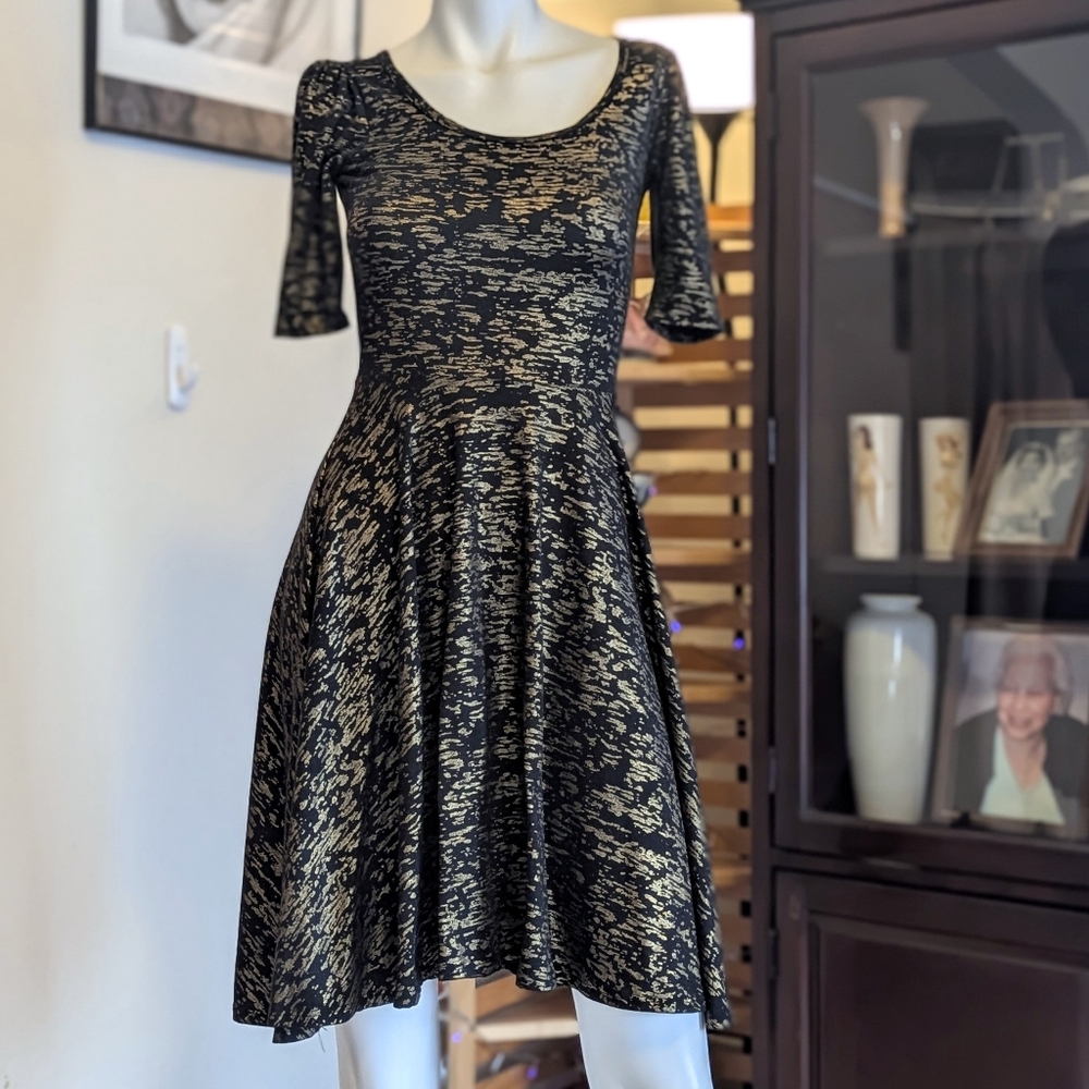 LuLaRoe Nichole Black and Gold Dress
